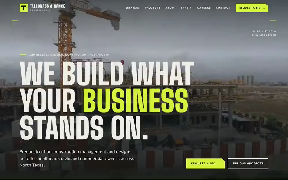 The Plus demo site, a full commercial contractor site, in a laptop frame